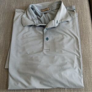 Peter Millar Mens Summer Comfort Gray Striped Stretch Polo Golf Shirt XL